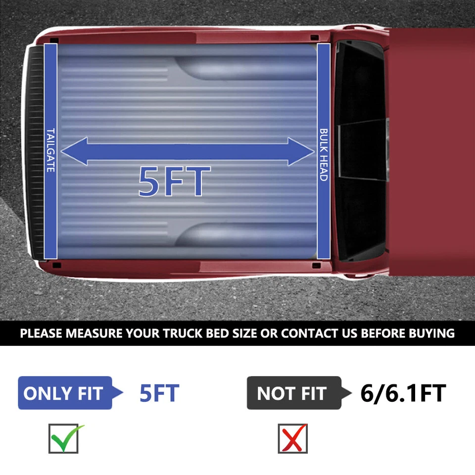 OEDRO 5FT Roll-up Soft Tonneau Cover For 2005-2026 Nissan Frontier Truck Bed Foto 2 de 4