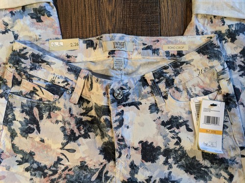 NWT Vintage America Womens Boho Crop Jeans Size 2/26 Unique Print New Cute 🥰 - Picture 2 of 12