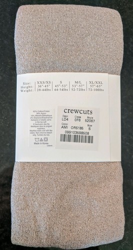 *crewcuts* sz S apricot mist nude girls sparkle ribbed knit tights $14.50 - Picture 2 of 3