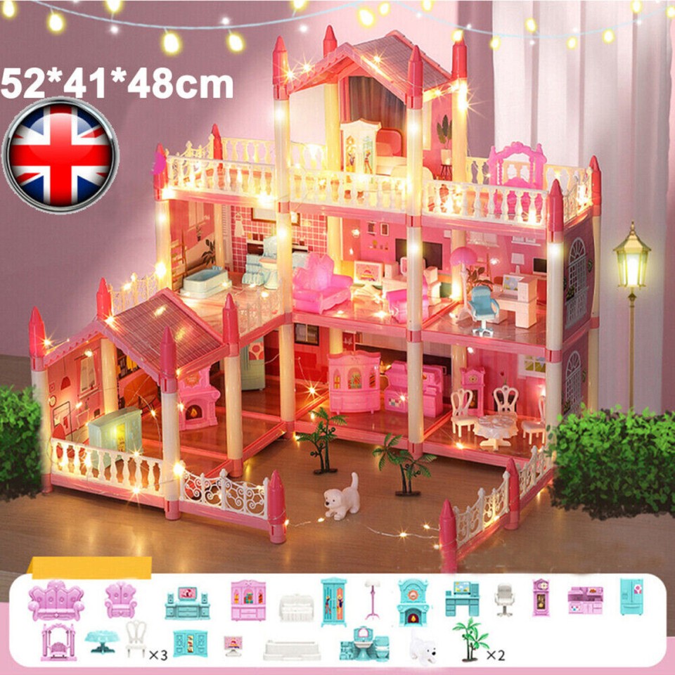 Doll House for Girls,11 Rooms Dollhouse with Dolls,Puppies,Furnitures