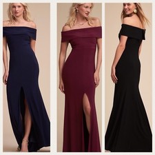 New BHLDN EMBER 2 & 4 Off-Shoulder Jersey Red Wine Black Bridesmaid MOB Formal