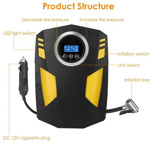 150PSI Car Tire Inflator 12V Digital Electric Auto Air Pump Compressor Portable - Picture 14 of 17