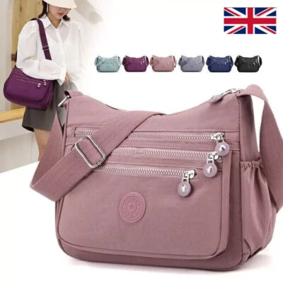 Ladies Shoulder Bag Cross Body Messenger Multi Pocket Nylon Holiday Handbag Tote
