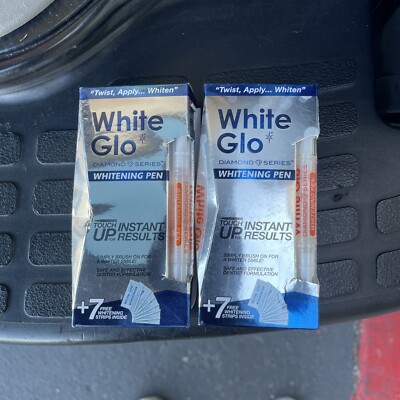 WHITE GLO Professional Teeth Whitening Pen Diamond Series + 7 Free Stripes X2