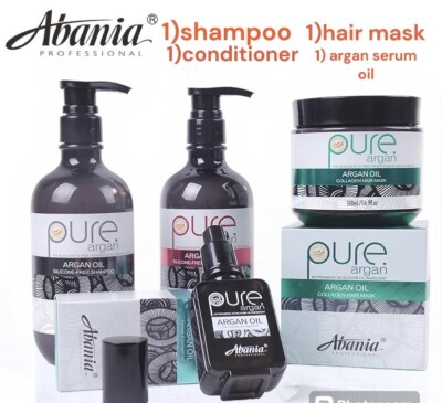 SETS of 4 Bottles PURE ARGAN Abania  Argan Oil Collagen Hair Mask - 500ml