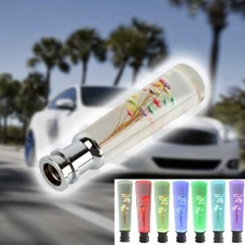 JDM Clear Real Flower LED Light 7 Changeable Manual Gear Stick Shift Knob 15cm