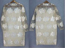 Anne Crimmins For Umi Collections Dress Size 12 Ivory Floral Embroidered Lace