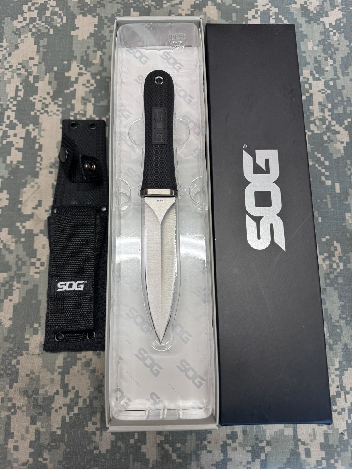 SOG Pentagon S14 Fixed Blade Knife In Nylon SOG Sheath Lnib eBay