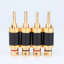 4x Gold Plated Banana Plug HiFi Speaker Cable Connector Audio Cord Terminal DIY