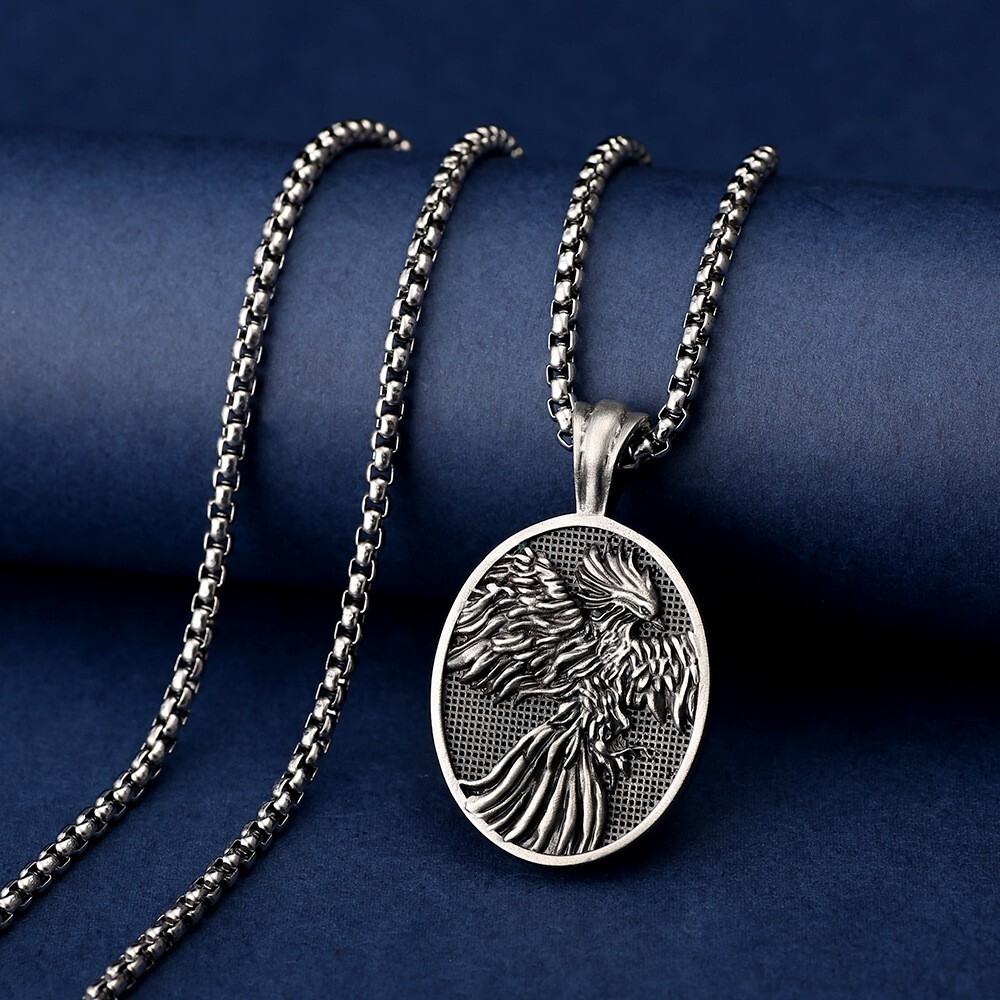 Men's Phoenix Necklace - Pure Tin Pendant