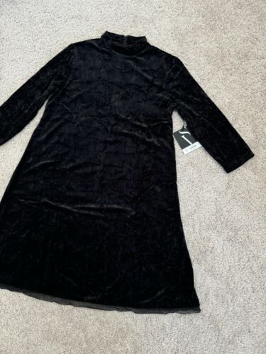 Simply Vera Wang Womens Little Black Dress Sz S Velvet Above Knee 3/4 Sleeve - Picture 2 of 7