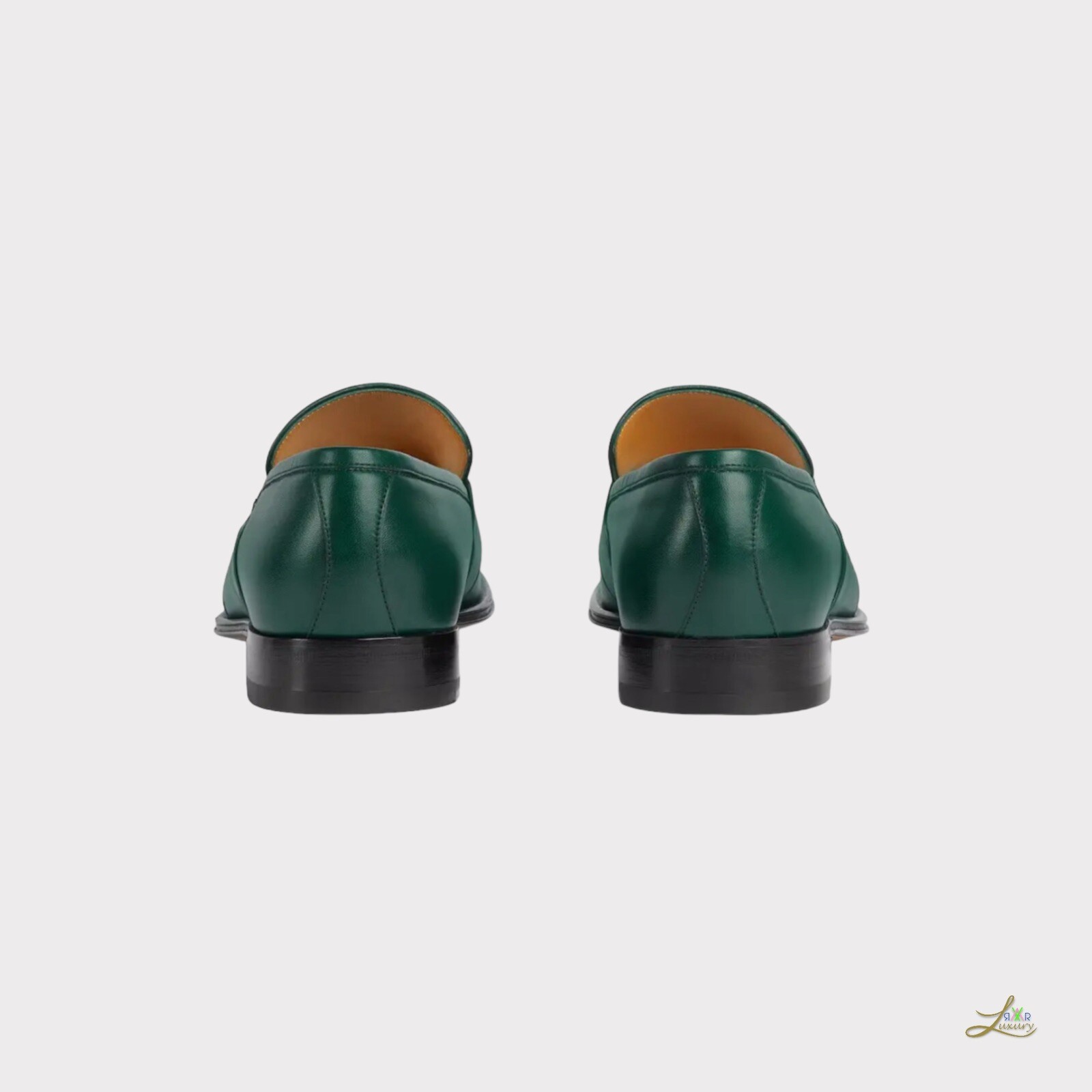 Gucci Interlocking G Green Leather Loafers Chain Detail EU 42.5 image 5