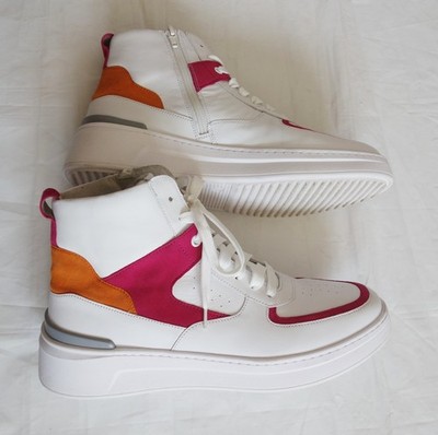 Gabor Sneaker Weiß, Pink, Orange Wechselfußbett Echtleder Gr. 42