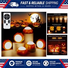 Halloween Pumpkin Lights LED Jack-O-Lantern Set with Remote Timer Battery 6 Pack