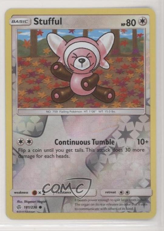 Stufful Reverse Foil Pokémon Sun & Moon Cosmic Eclipse #181