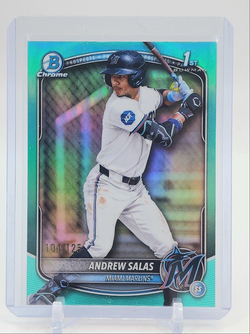 ANDREW SALAS 2025 BOWMAN CHROME 1ST AQUA REFRACTOR MARLINS /125 Q4920
