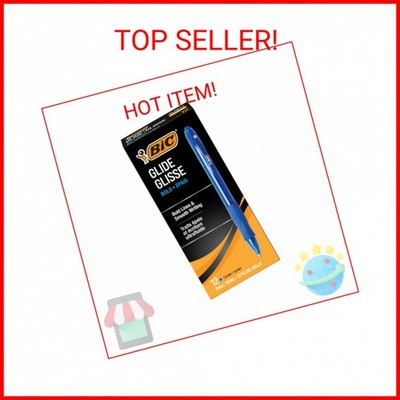 BIC Glide Bold Blue Ballpoint Pens, Bold Point (1.6mm), 12-Count Pack, Retractab