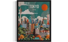 Tokyo Japan City Unframed Wall Art Poster Print, 14"L x 11"W,