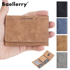 Men Slim Trifold Wallet Front Pocket Leather Cash Credit Card Holder Purse Gift
