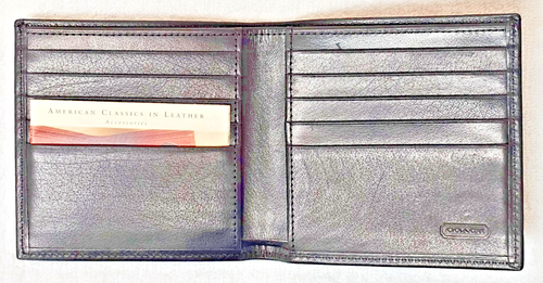 Vintage Coach Water Buffalo Leather Bifold Wallet NIB w/ Box Black USA - Picture 1 of 13