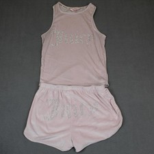 Juicy Couture Sleepwear Set Womens Medium Velour Tank Shorts Rhinestone Spellout