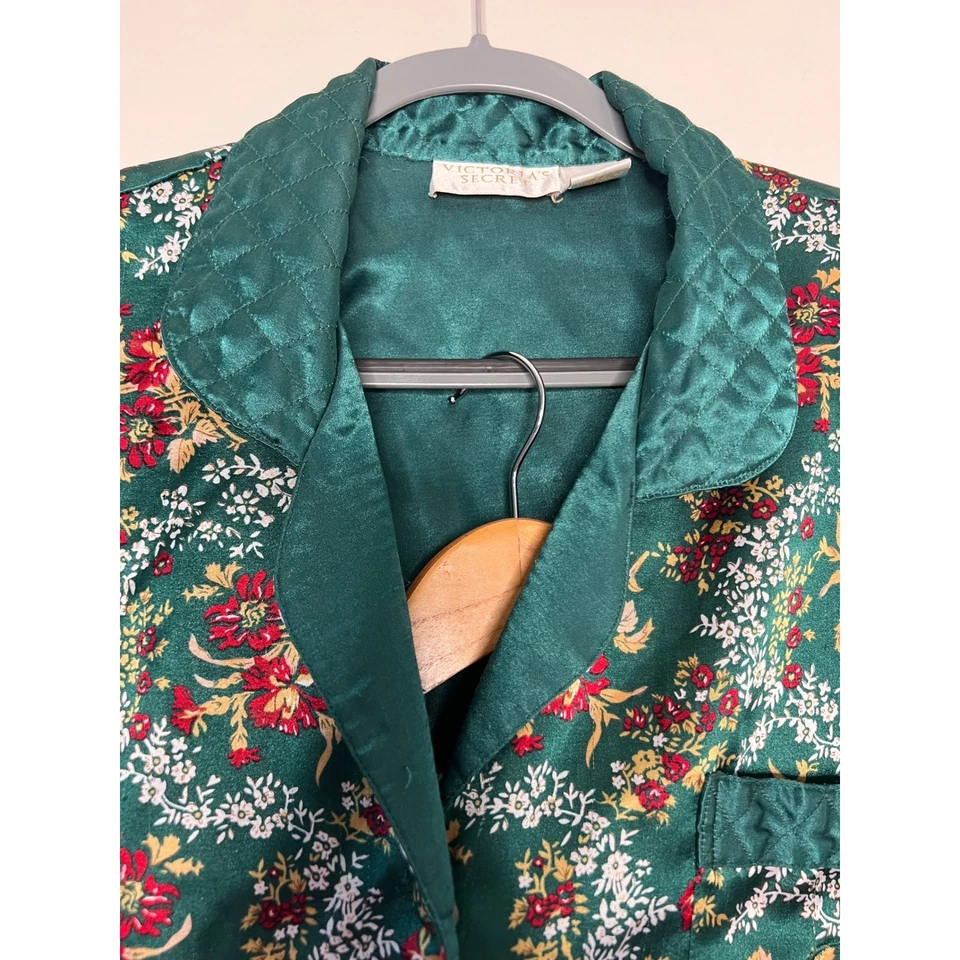 Conjunto de pijama de satén con etiqueta dorada vintage de Victoria's Secret verde para mujer L Foto 3 de 4