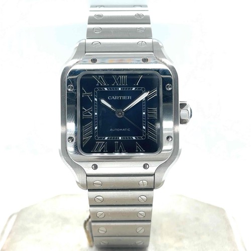 Cartier Santos Medium Automatic Stainless Steel Blue Dial Men's Watch WSSA0063
