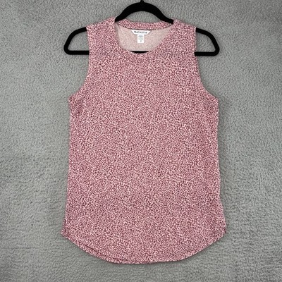 Athleta Women's Breezy Tank Top Micro Cheetah Bashful Rose Size Small Soft