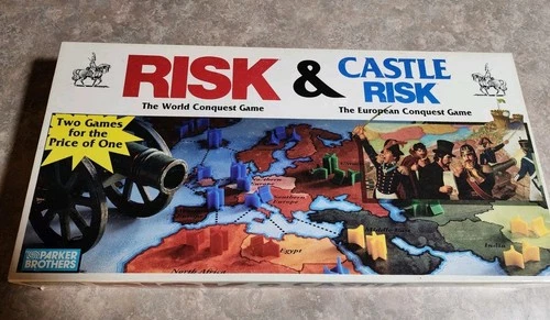 Risk/castle Risk 2 in 1 Strategy Board Game 1990 Parker Brothers Vintage