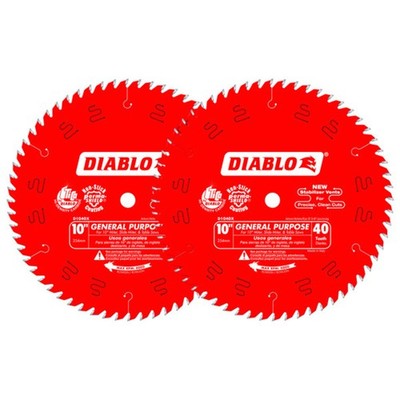 Diablo Tools, 10in. 40 Tooth GP Saw Blade 2-Pack, Blade Diameter 10 in,