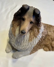 Sandicast Shetland Sable Sheepdog Collie Sculpture 1987 Signed Glass Eyes