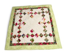 Vintage Handmade Lap/Baby Quilt Floral Fruit Cottage Core 30  x31  Signed