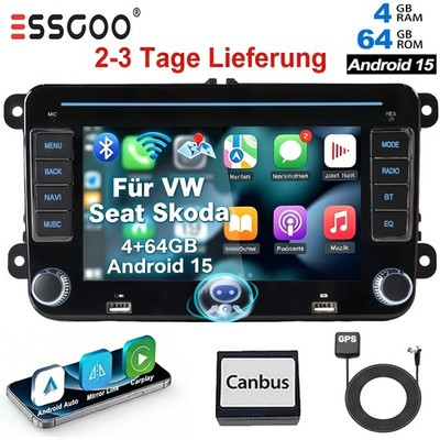 4G+64GB Android 15 Carplay Für VW GOLF 5 6 Plus Touran Caddy  Autoradio Navi GPS