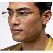 Sleek Rimless Rectangle Glasses Modern Sophistication  Lentes Humbres Hip Hop