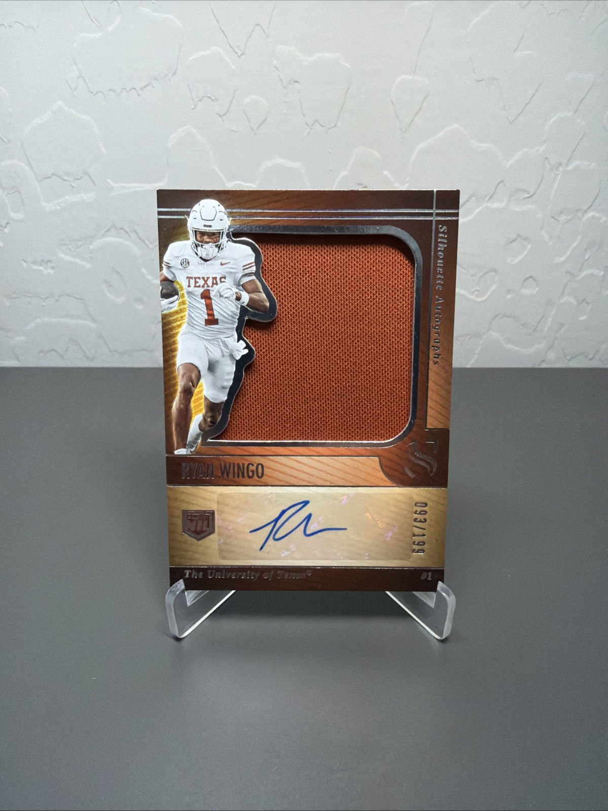 2025 Panini Silhouette Ryan Wingo Jersey Patch Auto /199 #SA-RWO Texas