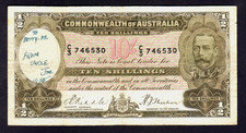 Australia R-9. (1933) Riddle/Sheehan - 10 Shillings.. NO Overprint.. Fine