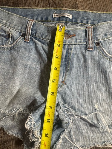 Vintage Abercrombie & Fitch Y2K Jean Booty Shorts Frayed Size 10 Low Rise 2000s - Picture 7 of 10