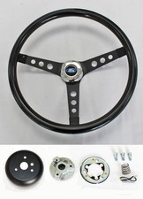1965-1969 Ford Mustang Steering Wheel Black On Black 15 Ford Center Cap