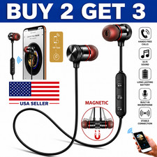 Magnetic Wireless Bluetooth Earphone headset Phone Neckband Earbuds Earphone US