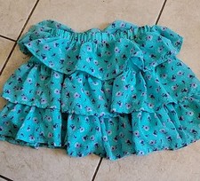 PLACE girl Pleaded Skirt Chiffon Blue Flowers Summer Playful Size S 5/6