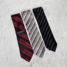 Arrow  Geoffrey Beene lot of 3 striped red black 100 silk ties one size NWT