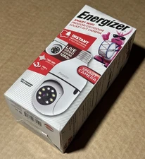 Energizer Smart Wi-Fi Indoor Outdoor Bulb Socket P/T Camera, White, Plug & Play
