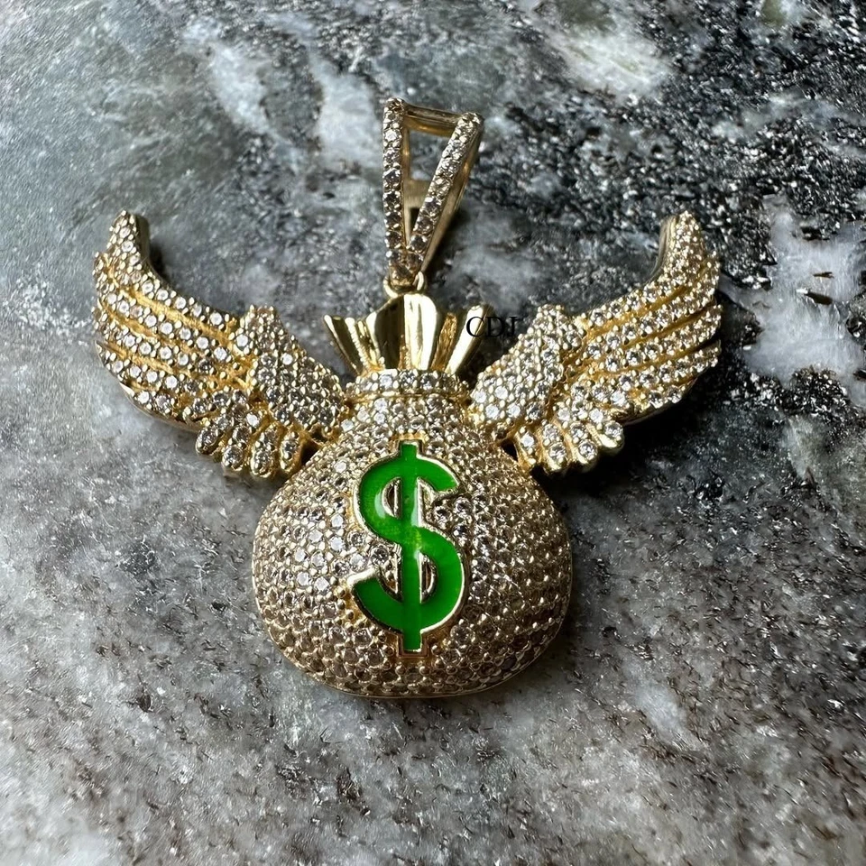 Real Moissanita Sorpresa Regalo Para Día del Hombre Bolsa de Dinero Esmalte Colgante Plata 925 Foto 3 de 4