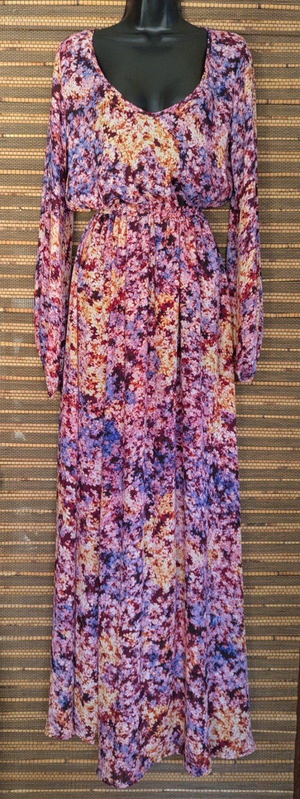 Show Me Your Mumu Size M 8-10 Purple Pink Blue Gold Floral Fairy Maxi Wrap Dress
