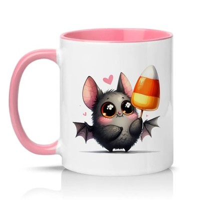 Niedliche Kawaii Fledermaus Zuckermais Unisex 11 Unzen Keramiktasse Halloween Geschenk für Sie & Ihn