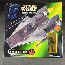 A-WING FIGHTER W PILOT POWER OF THE FORCE ACTION FIGURE STAR WARS SHIP NEW POTF