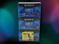 Sony VHS-C Premium Blank Video Cassettes 3-Pack Factory Sealed 
