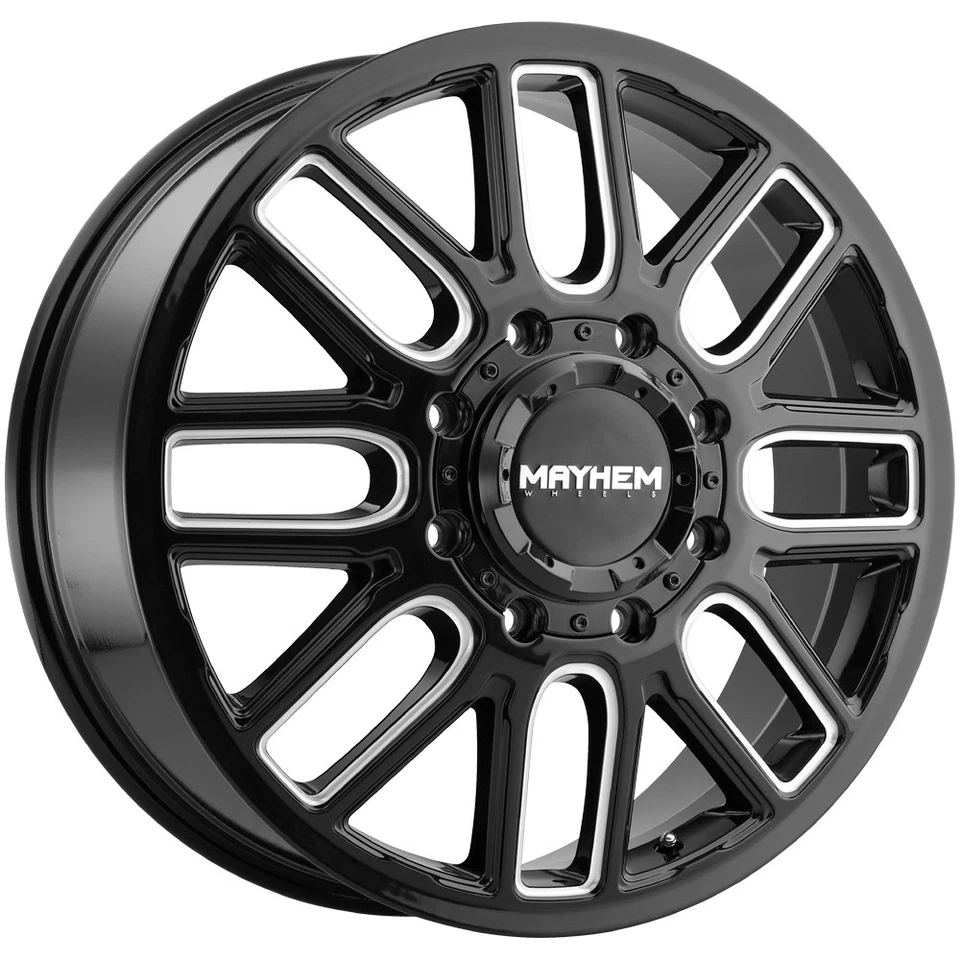 (Set of 6) 20" Inch Mayhem 8107D Cogent Dually 8x210 Black/Milled Wheels Rims Foto 2 de 4