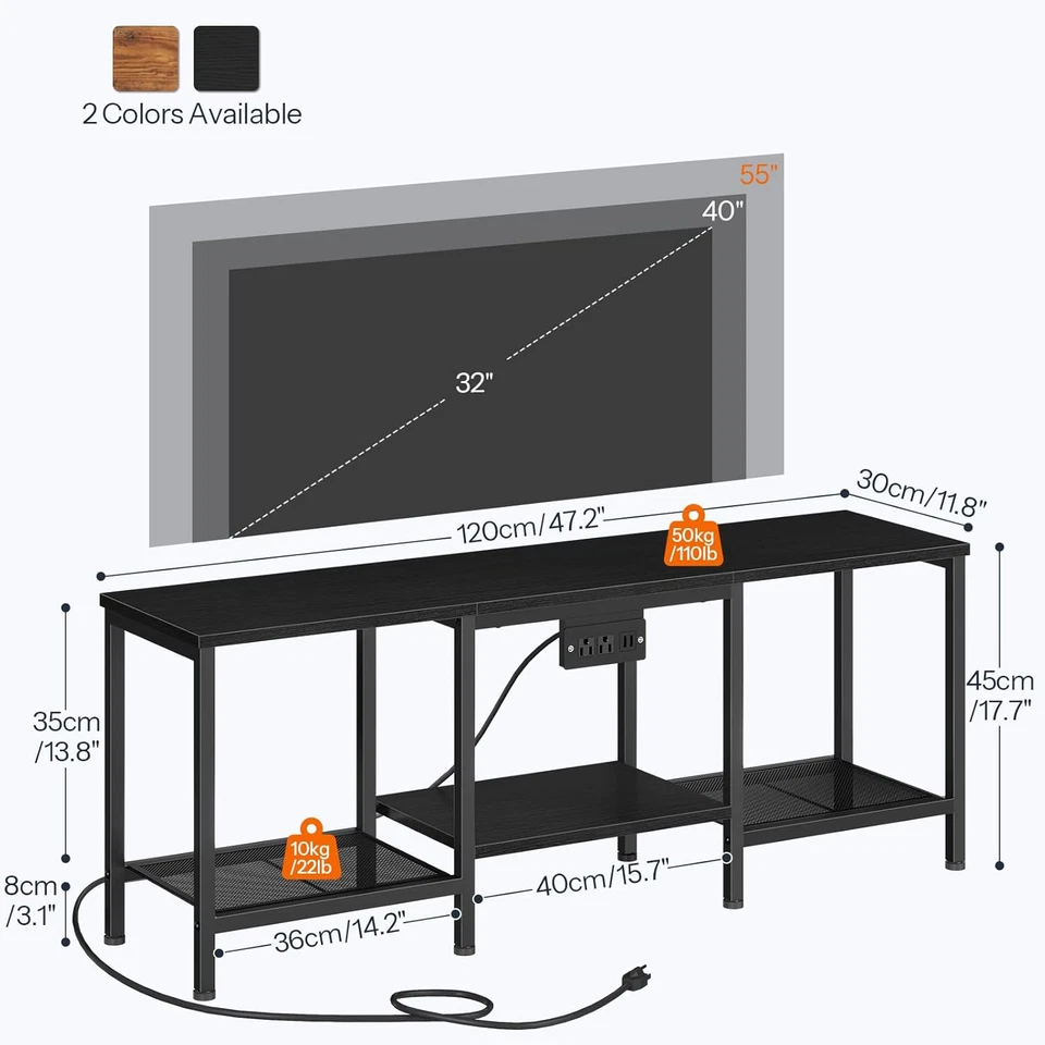 TV Stand with Charging Station to 55 Inches, LED Entertainment Center, Media TV - Image 3 of 4