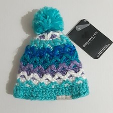 Obermeyer Knit Teen Girls Hat Multicolor Ski Snow Winter Pom Pom Lined Hat